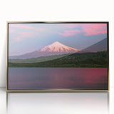 Large art print of a South American Chilean landscape in gold frame, acrylic.