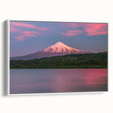 Vintage poster art of a Chilean landscape on a framed canvas, featuring vibrant colors, ideal for living room decor.