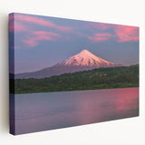 Panoramic view of a South American landscape in Chile, rendered on a stretched canvas with vibrant green and earth tones.