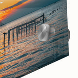 Large abstract wall art featuring vibrant geometric shapes in mid-century modernist style on acrylic glass.