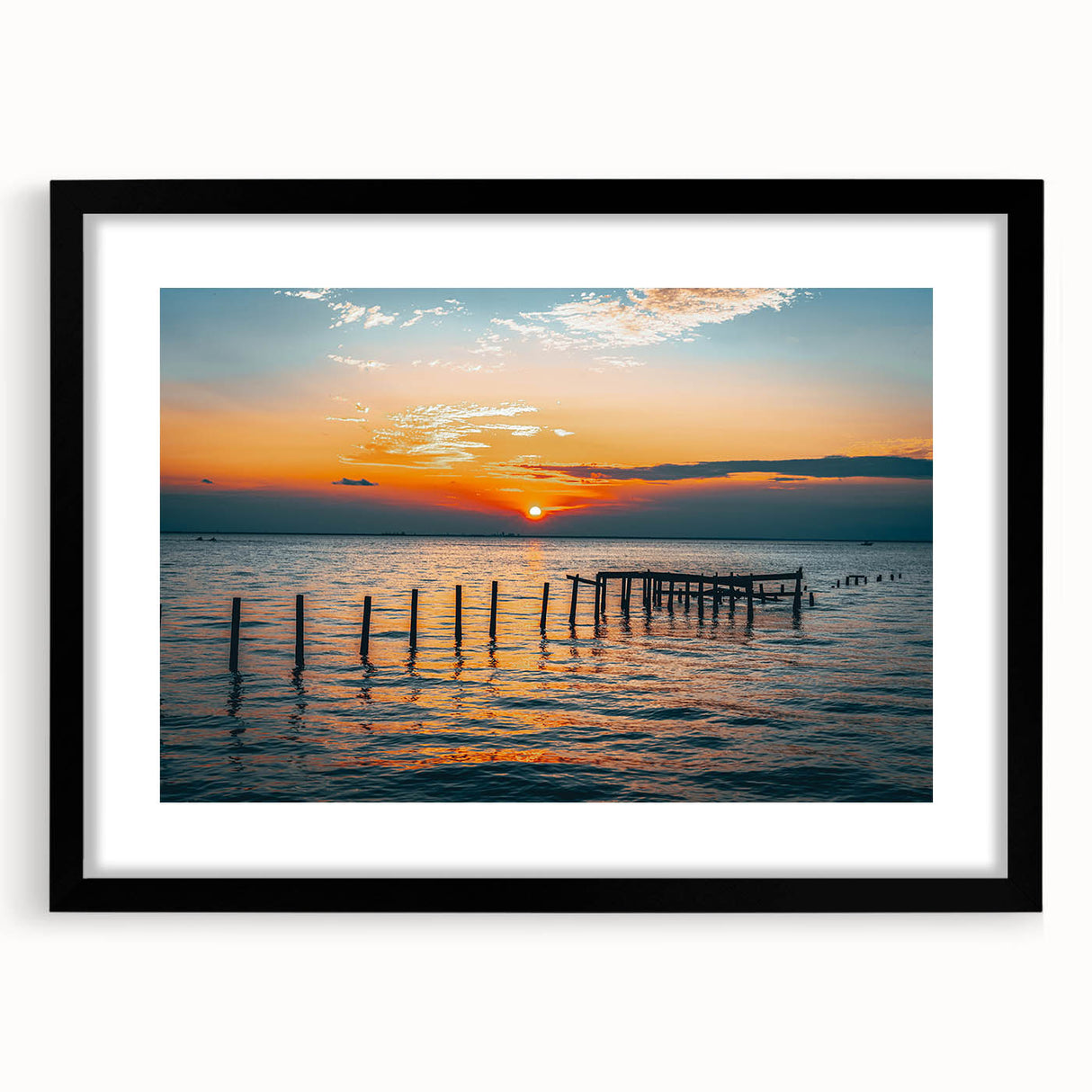 Extra large abstract art print depicting a colorful, textured Alabama scenery in a black frame, ideal for living room decor.