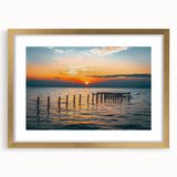 Extra large abstract art print of a textured Alabama scenery in muted earth tones, framed in gold.