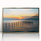 Large art print of Alabama scenery in mid-century modernist style, framed in gold acrylic, ideal for modern art wall decor.