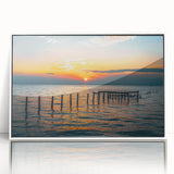 Art deco poster of Alabama scenery on white framed acrylic, featuring soft pastel colors, ideal for nursery wall art.