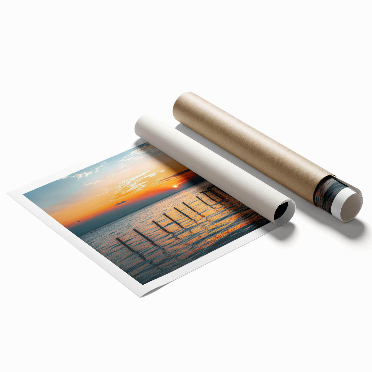Extra large rolled print of Alabama scenery with floral elements in soft pastel shades.