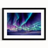 Abstract art print of Alaskan scenery in colorful, textured strokes on a large framed canvas, ideal for living room decor.