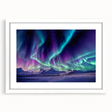 Abstract art print of an Alaskan landscape in muted earth tones on a framed white mat, ideal for dining room decor.