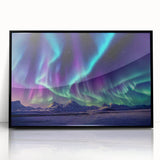 Large abstract wall art depicting a serene Alaskan landscape in muted earth tones, framed in black acrylic.