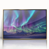 Large acrylic print of Alaska scenery in gold frame, featuring mid-century modernist style, ideal for nursery wall art.
