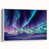 Vintage poster art of an Alaskan landscape on a framed canvas, featuring a palette of muted earth tones.