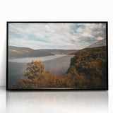 Large abstract wall art depicting Arkansas scenery in muted earth tones on a framed acrylic.