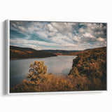 Vintage poster art of Arkansas scenery on extra large framed canvas, featuring colorful art with black borders.