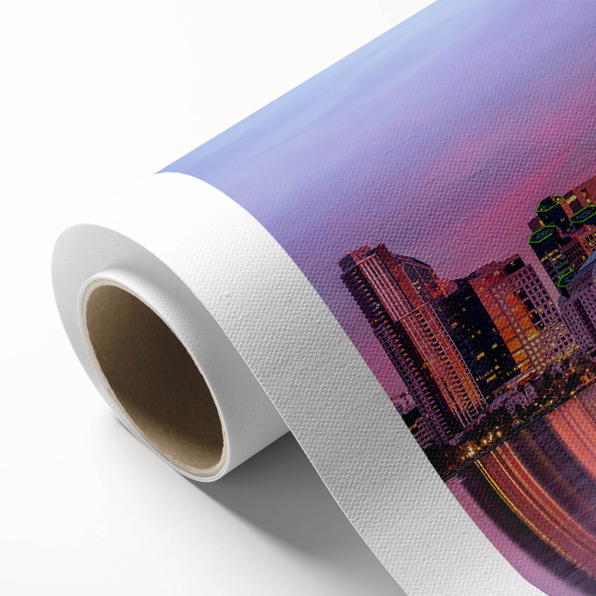 Art Deco style poster of San Diego skyline in pastel hues on rolled canvas, ideal for nursery wall art.