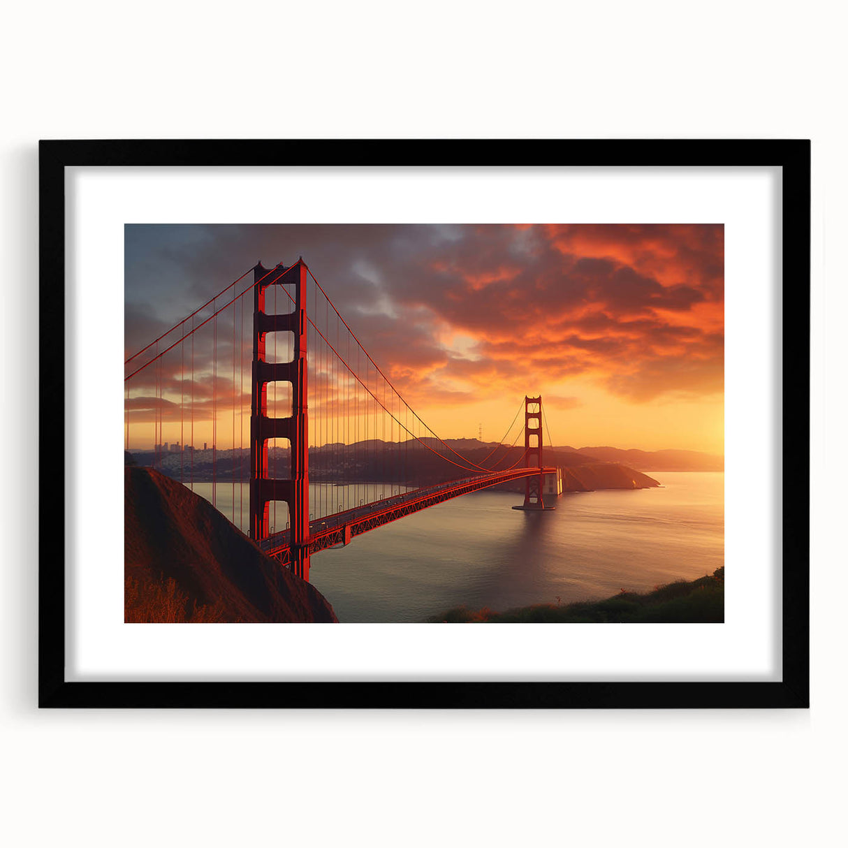 Colorful abstract art print of San Francisco, featuring vibrant hues on a textured, extra large canvas.