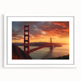 Abstract art print of San Francisco skyline in muted gray and blue tones on a white framed poster.