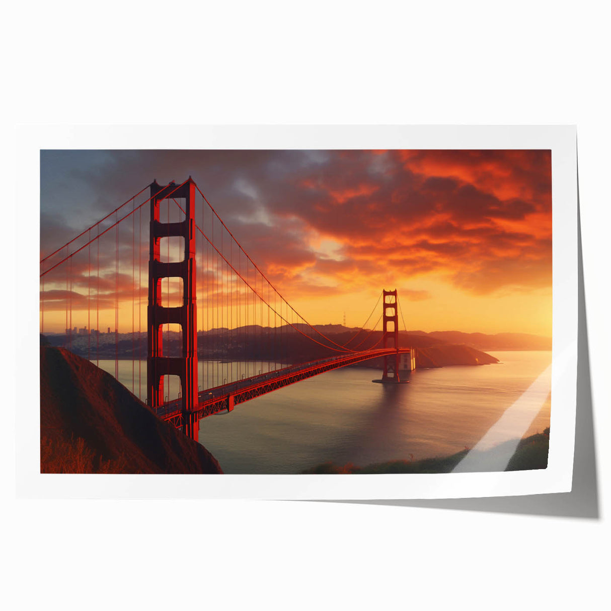 San Francisco cityscape on rolled canvas with muted gray tones, ideal for art wall dining room.