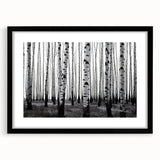 Colorful abstract art print of Aspen scenery in vibrant hues on a large framed canvas, ideal for living room decor.