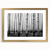 Extra large abstract art print of Aspen, Colorado scenery in textured style, framed in gold with mat.