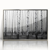 Mid-century modernist art depicting Aspen, Colorado scenery in muted earth tones on a framed acrylic print.
