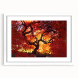 Abstract art print of Connecticut scenery in muted green and blue tones, framed with a white mat.