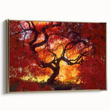 Framed canvas landscape painting depicting a serene Connecticut scenery in muted earth tones, ideal for bedroom wall decor.