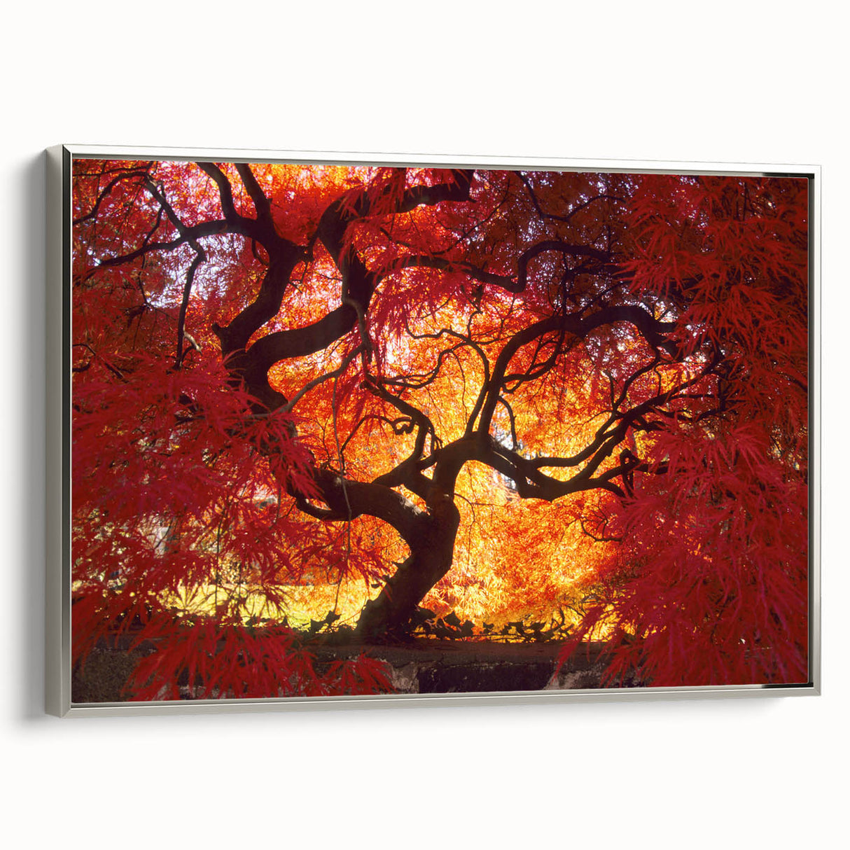 Framed canvas featuring a vintage-style landscape painting of Connecticut with colorful hues and black accents.