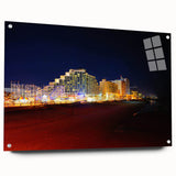 Acrylic print of a Daytona scenery in muted blue and gray tones, suitable for dining room decor.