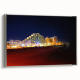 Landscape art painting of Daytona with colorful, vintage-style imagery on a black framed canvas, ideal for living room decor.