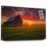 Large abstract wall art depicting Iowa scenery in muted earth tones on acrylic glass, suitable for dining room decor.