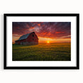 Extra large abstract art print featuring vibrant, textured colors of Iowa scenery on a black framed mat.