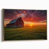 Framed canvas featuring a vintage-style landscape painting of Iowa scenery in black and gold tones.