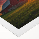 Art deco poster of an Iowa landscape in muted green and blue tones on rolled canvas, suitable for dining room decor.