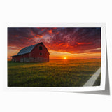 Extra large rolled print of Iowa scenery with vibrant green and floral elements, ideal for art wall dining room.