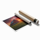 Extra large rolled print featuring a serene Iowa landscape with soft floral elements, ideal for classy bathroom wall art.