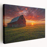 Large stretched canvas wall art depicting a serene Iowa landscape in muted earth tones, suitable for kitchen decor.