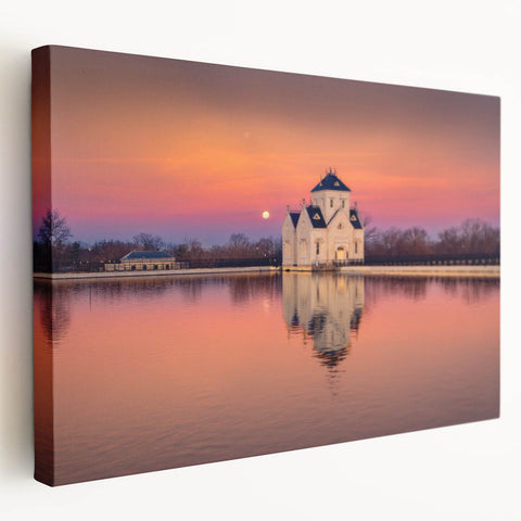 Large canvas print of a serene Kentucky landscape, featuring soft green and blue tones, ideal for kitchen wall art.