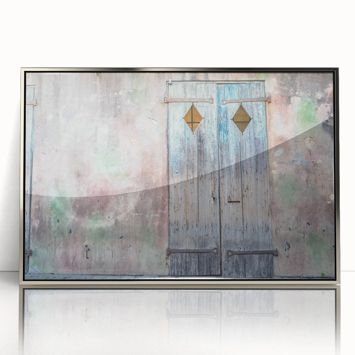 Mid-century modernist art depicting New Orleans scenery in acrylic, framed in silver, suitable for modern art wall decor.