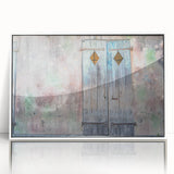 Art deco poster of New Orleans scenery in muted pastel shades, acrylic framed, suitable for nursery wall art.