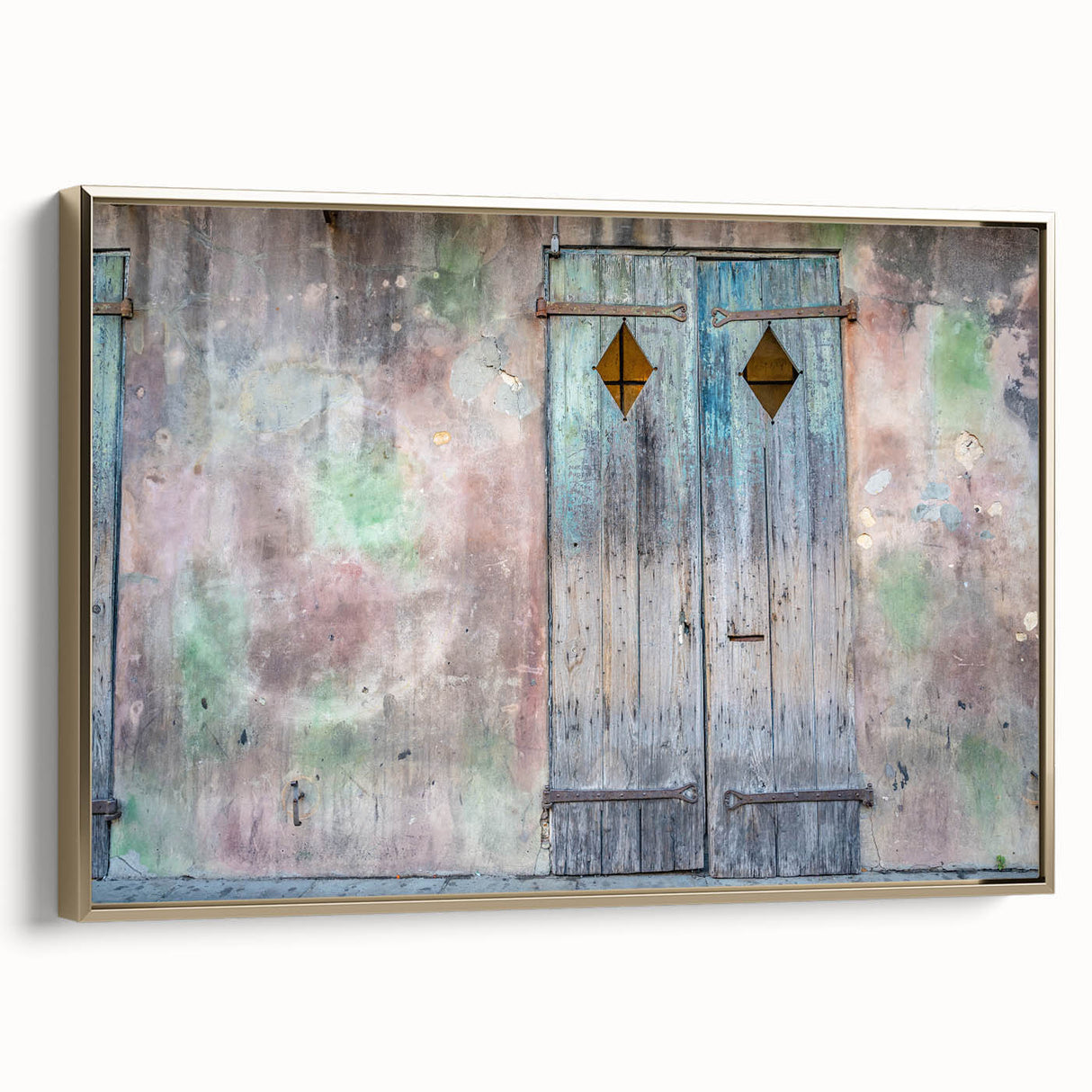 Framed canvas featuring a vintage-style landscape of New Orleans in muted gold and black, ideal for bedroom wall art.