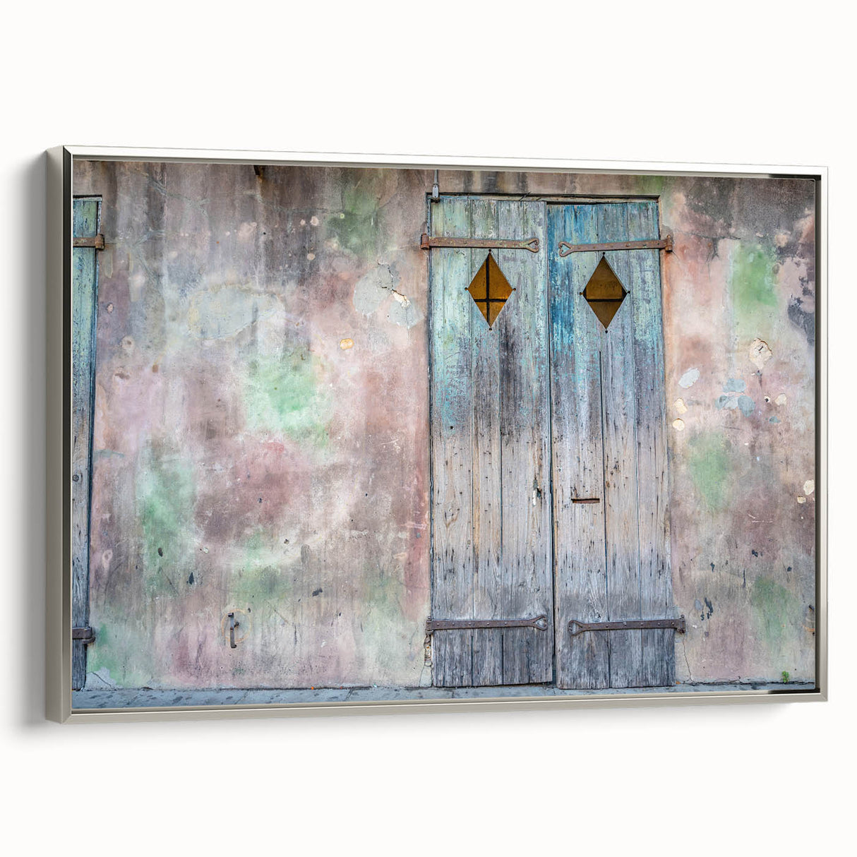 Framed canvas of a vintage New Orleans landscape in colorful art style, ideal for living room decor.