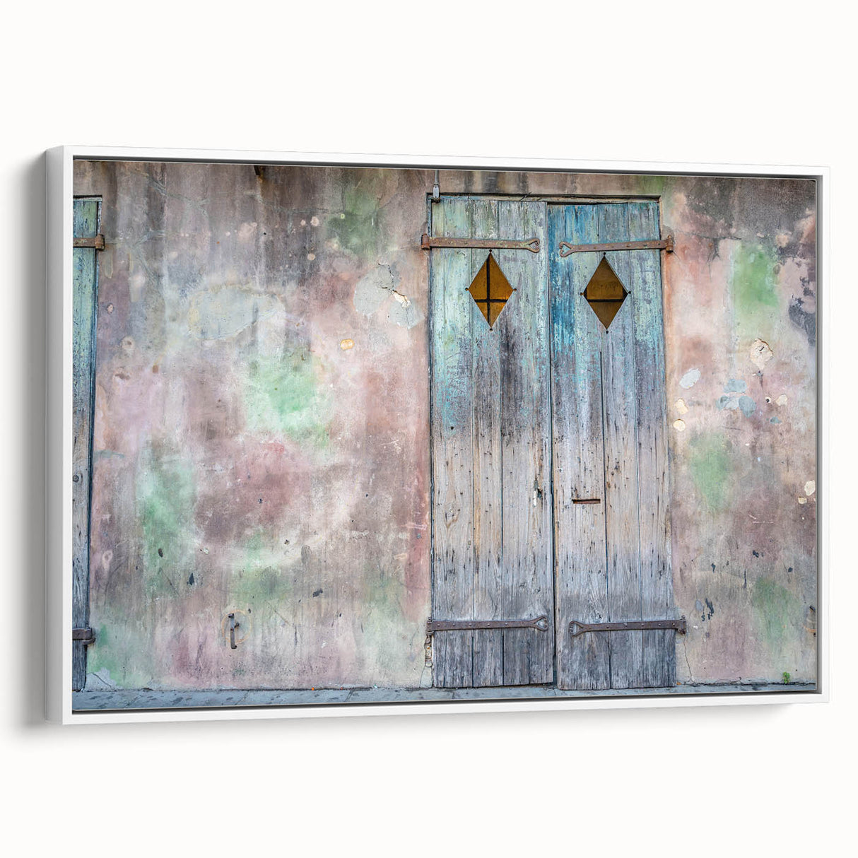 Vintage poster art of a New Orleans street scene on a framed canvas, featuring vibrant colors, ideal for living room decor.
