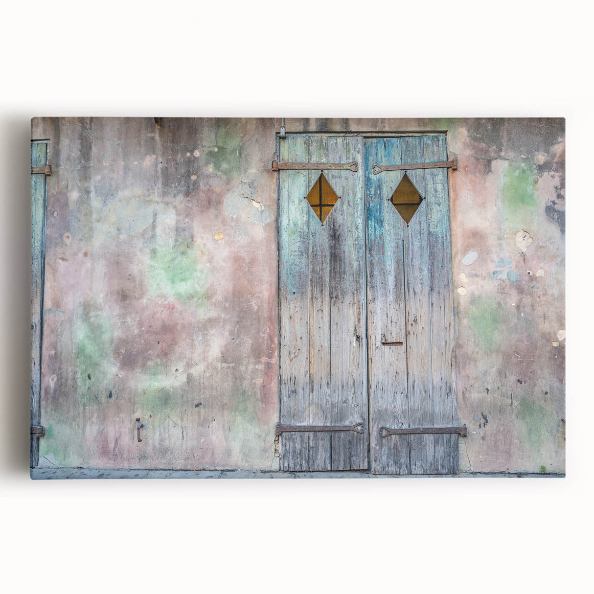 Black and white stretched canvas featuring a detailed New Orleans streetscape, ideal for kitchen wall art.