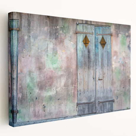 New Orleans street view in muted earth tones on stretched canvas, suitable for kitchen wall art.