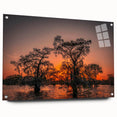 Acrylic print of a large abstract depiction of Louisiana scenery in muted earth tones.