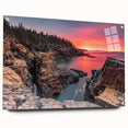 Acrylic print of Acadia National Park with vibrant green and blue tones, ideal for dining room decor.