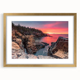 Extra large framed abstract art print of Acadia, Maine, featuring textured brushstrokes in serene blue and green tones.