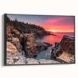 Black and white landscape art of Acadia, Maine on framed canvas, suitable for bedroom wall decor.