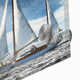 Large abstract wall art depicting a Maine landscape in muted blues and greens on acrylic glass.