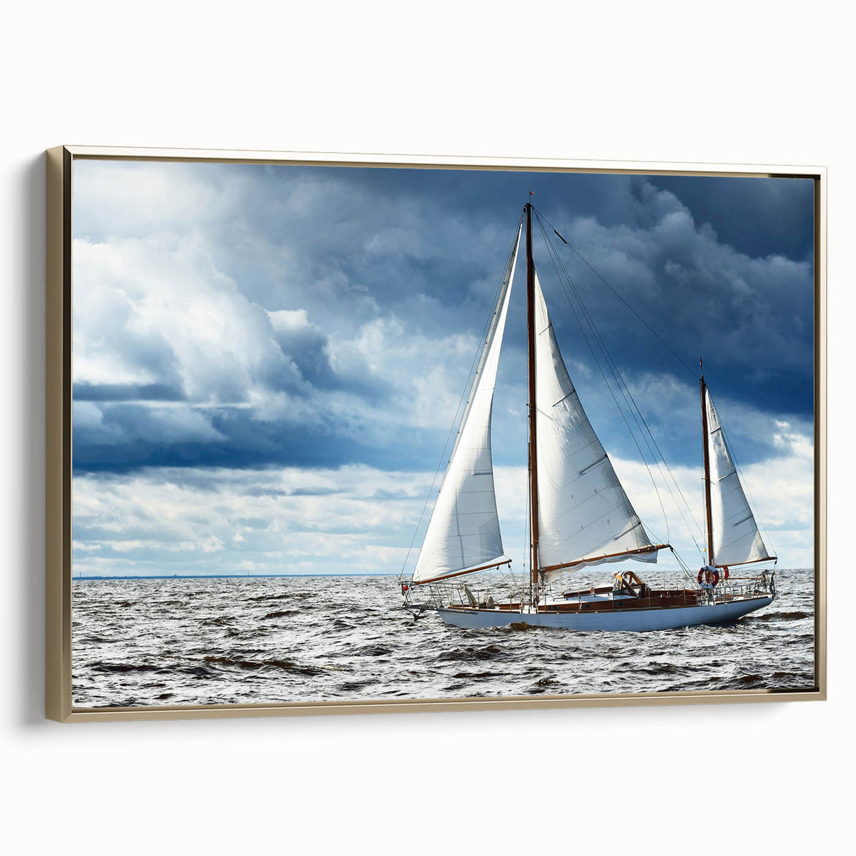 Framed canvas depicting a vintage-style Maine landscape in muted earth tones, ideal for bedroom wall art.
