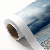 Art deco style poster of a serene Maine landscape in soft pastel hues, printed on rolled canvas, ideal for nursery wall art.